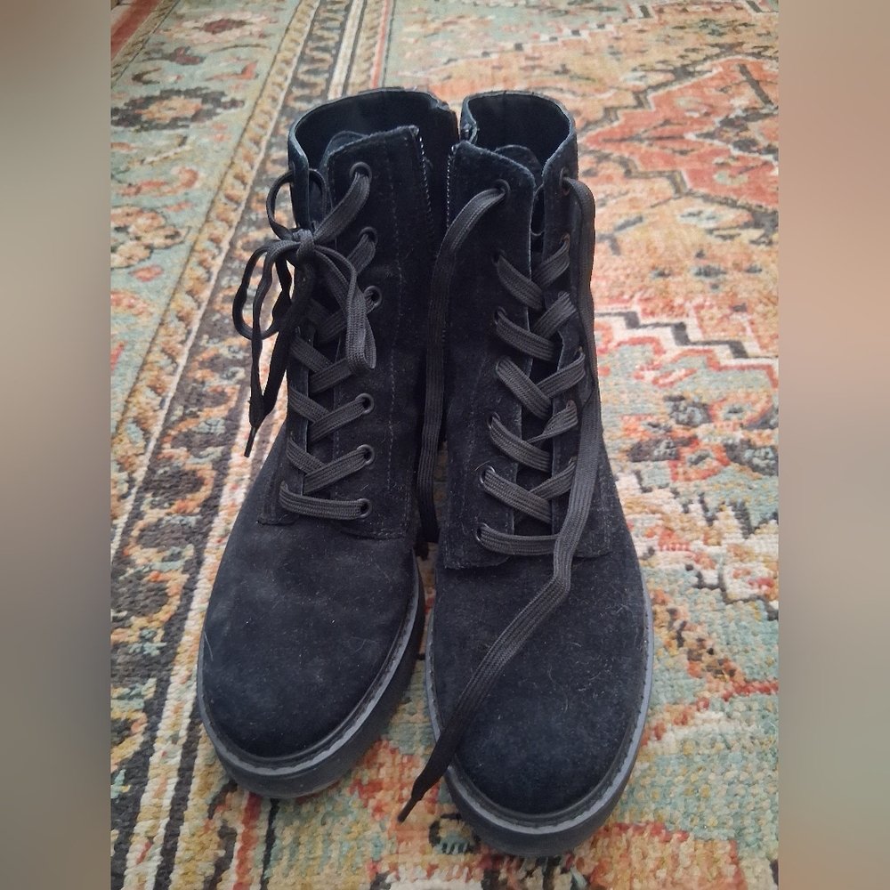 Vince Dark Suede Lace-Up Boots